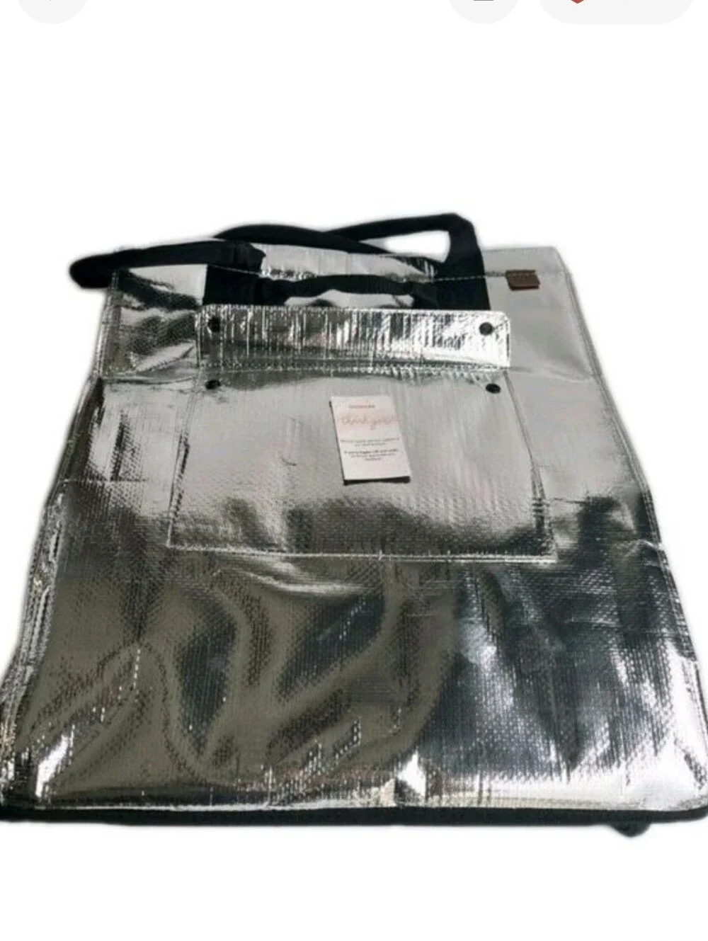 CleverMade Foldable Rolling Tote Bag 18"W x 24"H Soft Grip 90L 75lb Silver New - Picture 5 of 5